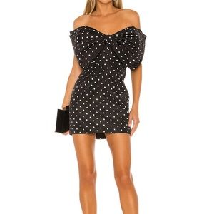 Bardot polka spot bow dress
